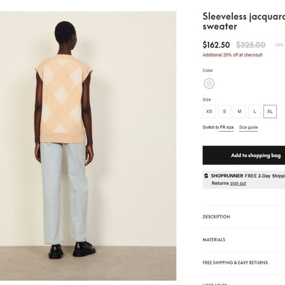 Sandro Sleeveless jacquard sweater size 1 US S - Picture 2 of 11